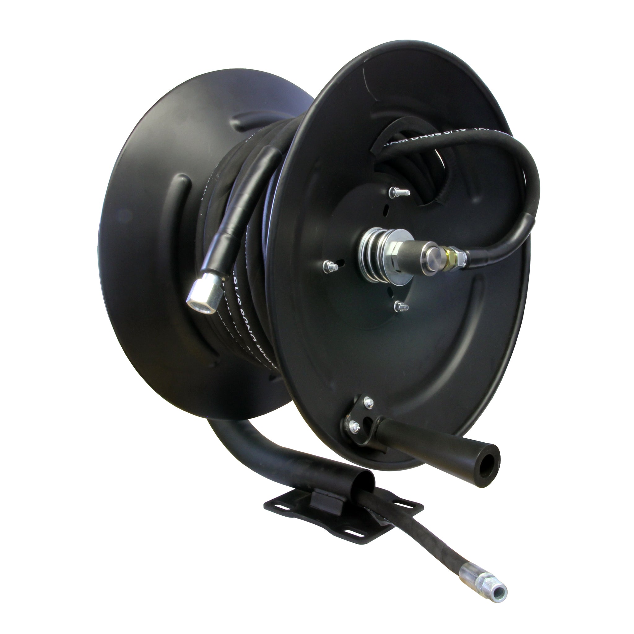 High Pressure Hose Reel Fixed Base with Heavy Duty 5/16 Rubber Hose