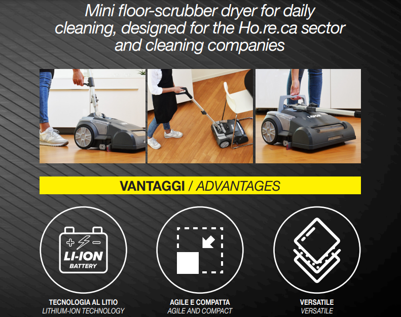 Lavor Fit35b Li Mini Floor-Scrubber Dryer - Battery operated, Hard-floor cleaner